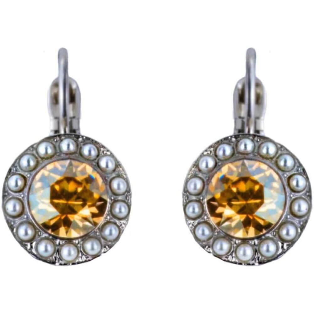 Mariana Butter Pecan Silvertone Earrings Golden Shadow with Seed Pearls 1153 NWT